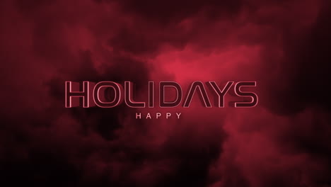 Happy-Holidays-a-stylized,-red-and-black-background-with-white-lettering