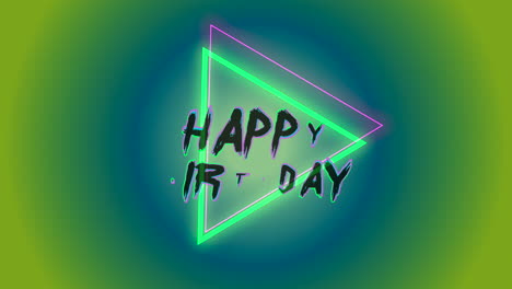 Vibrant-neon-triangle-with-Happy-Birthday-in-green-letters