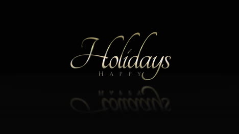 Happy-Holidays-logo-on-black-background-with-gold-text-and-water-reflection