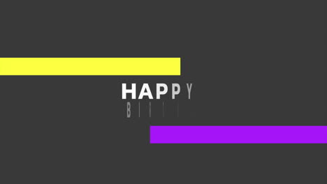 Cheerful-birthday-card-vibrant-stripes,-yellow-letters,-purple-text