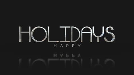 Shimmering-silver-a-modern-Happy-Holidays-text-on-black-background