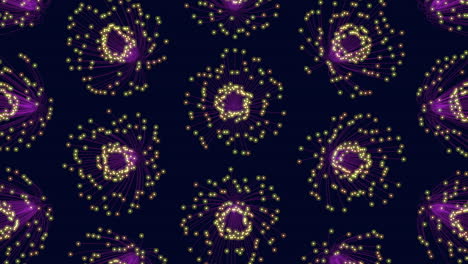 Symmetrical-purple-and-blue-dot-pattern-floating-in-space