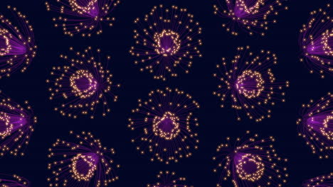 Elegant-symmetrical-dots-circular-pattern-in-purple-and-blue-on-black