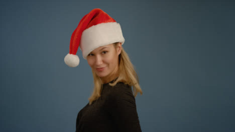 Young-Woman-with-Santa-Hat