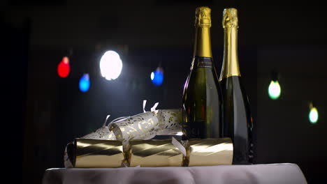 Champagne-Bottles-and-Crackers-On-Table