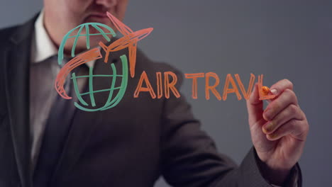 Hombre-de-negocios-Dibujo-Air-Travel-Symbol