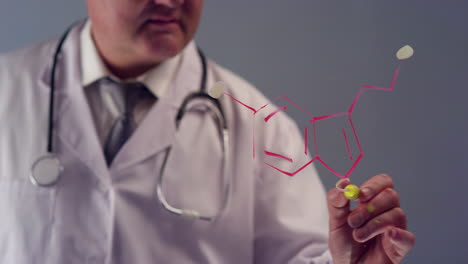 Doctor-Drawing-the-Symbol-for-serotonin