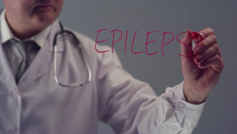 Arzt-Schreibt-Das-Wort-Epilepsie