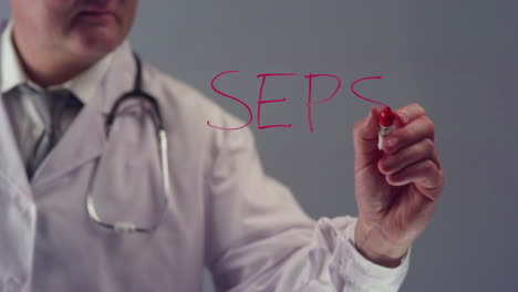Doctor-escribiendo-la-palabra-sepsis