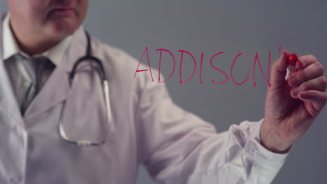 Arzt-Schreibt-Das-Wort-Addison&#39;s
