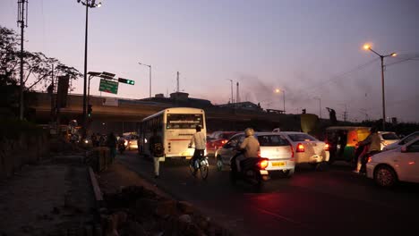 Bengaluru-Karnataka--India--November-27-2019-Wide-angle-view-of-the-peak-hour-traffic-at-the-Silk-Board-Junction-on-a-weekday