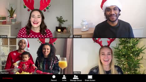 4-Way-Split-Screen-Group-Video-Christmas-Call-Amongst-Friends-and-Young-Family