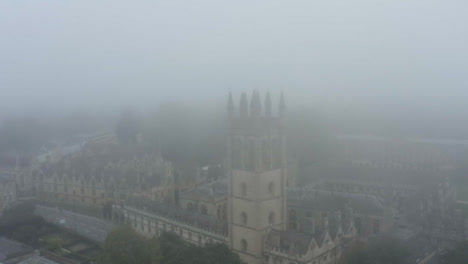 Drone-Shot-Orbiting-Buildings-In-Misty-Oxford-01