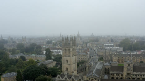 Drone-Shot-Orbiting-Buildings-In-Misty-Oxford-14