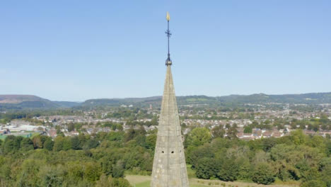 Drone-Shot-Orbiting-Spire-of-Cardiffs-Llandaff-Cathedral-Short-Version-2-of-2