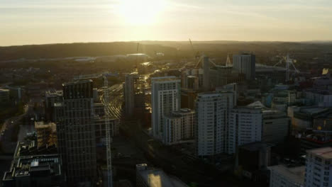 Drone-Shot-Pulling-Away-from-High-Rise-Buildings-In-Cardiff-01