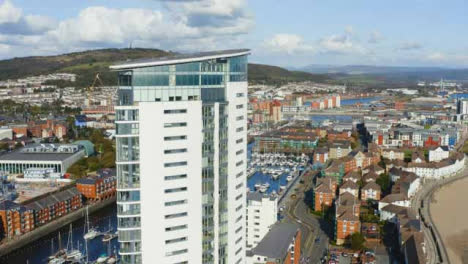 Drone-Shot-Orbiting-Meridian-Tower-In-Swansea-01