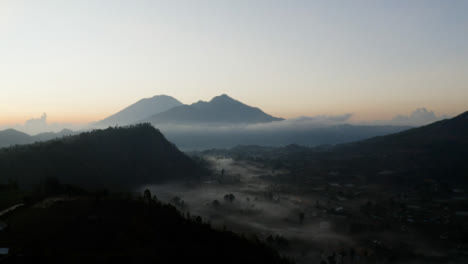Drone-Shot-Looking-Towards-Mount-Batur-Volcano-