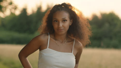 Portrait-Shot-of-a-Young-Woman-at-Sunset