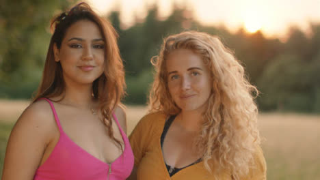 Portrait-Shot-of-Two-Young-Women-at-Sunset