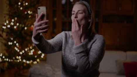 Positive-Frau-Video-Chat-Weihnachts-Smartphone-6