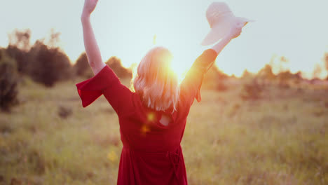 Happy-Woman-On-The-Sunset-In-Nature-In-Summer-With-Open-Hands-6