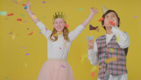 Mid-Shot-of-Children-Blowing-a-Party-Blower