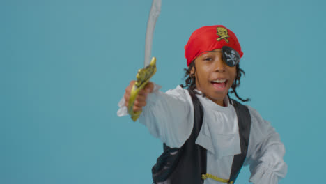 Mid-Shot-of-Little-Boy-dressed-as-Pirate-with-Sword