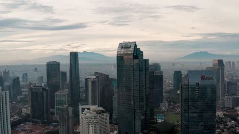 Drone-Shot-of-Skyscrapers-in-Jakarta-City