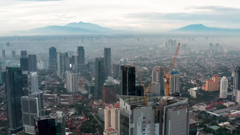 Drone-Shot-of-Skyscrapers-in-Jakarta-City
