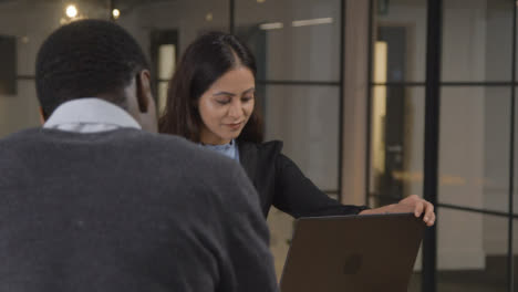 Tracking-Shot-of-Woman-Finishing-Work-Call