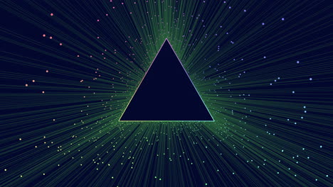 Triángulo-De-Neón-En-Movimiento-Con-Puntos-Y-Líneas-De-Arco-Iris