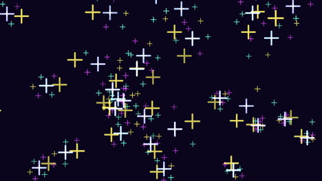 Fly-colorful-crosses-in-dark-space