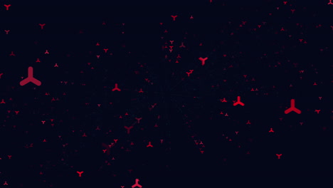 Fliegen-Sie-Rote-Dreiecke-In-Dunkler-Galaxie