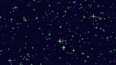 Fly-small-green-and-purple-crosses-in-dark-space