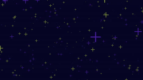 Fly-small-green-and-red-crosses-in-dark-space