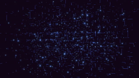 Futuristic-matrix-cube-with-blue-grid-and-dots-in-galaxy