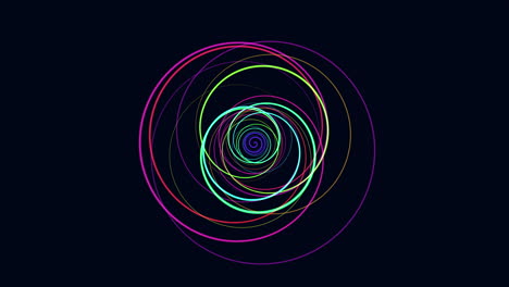 Líneas-Espirales-De-Colores-En-Movimiento-En-El-Espacio-Oscuro