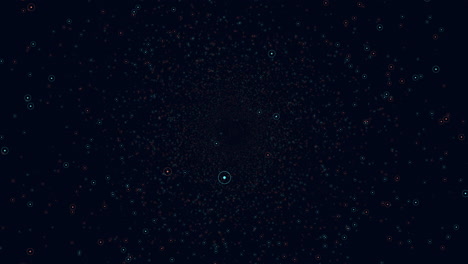 Fliegende-Kleine-Neonblaue-Und-Rote-Ringe-In-Der-Dunklen-Galaxie