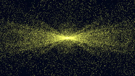 Motion-small-yellow-glitters-and-dust-with-flash-light-on-dark-space