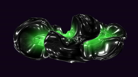 Motion-dark-green-and-black-abstract-shape-with-liquid-effect-on-outer-space