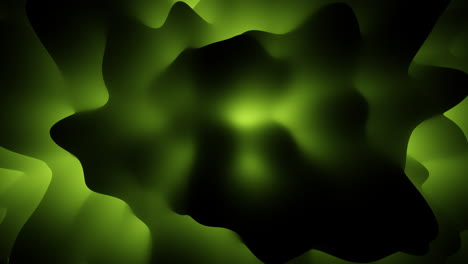 Formas-Líquidas-Abstractas-Verdes-En-Movimiento-En-El-Espacio-Oscuro