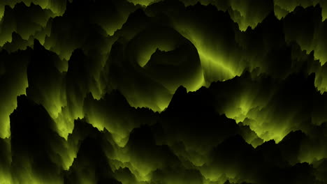 Flowing-mystical-yellow-cloud-in-spiral-on-black-outer-space