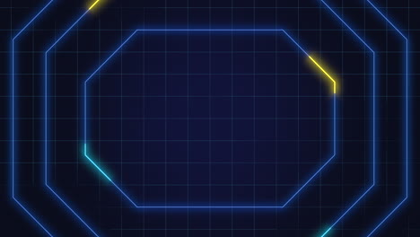 Neon-digital-computer-screen-with-lines-and-grid