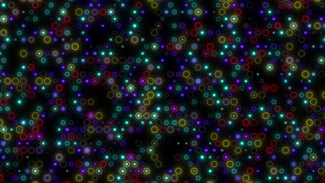 Digitale-Ringe-Und-Kreise-Des-Neonregenbogens-Auf-Schwarzem-Bildschirm