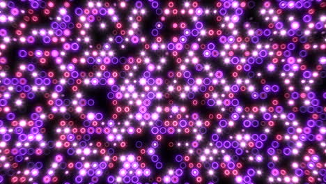 Neon-red-and-purple-digital-rings-with-circles-on-black-screen