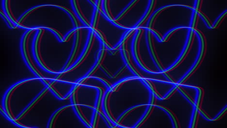 Neon-rainbow-hearts-pattern-with-glitch-effect
