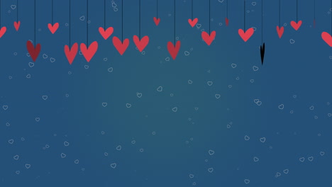 Fliegen-Sie-Weiße-Und-Rote-Romantische-Herzen-Auf-Blauem-Hintergrund