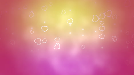 Fly-white-romantic-hearts-on-gradient-yellow-and-pink-background