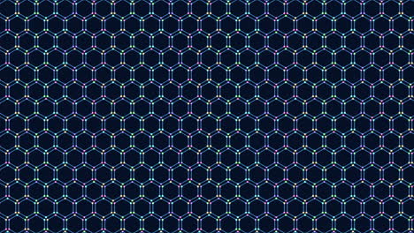 Patrón-De-Hexágonos-Azul-Neón-De-Movimiento-Con-Puntos-De-Arco-Iris